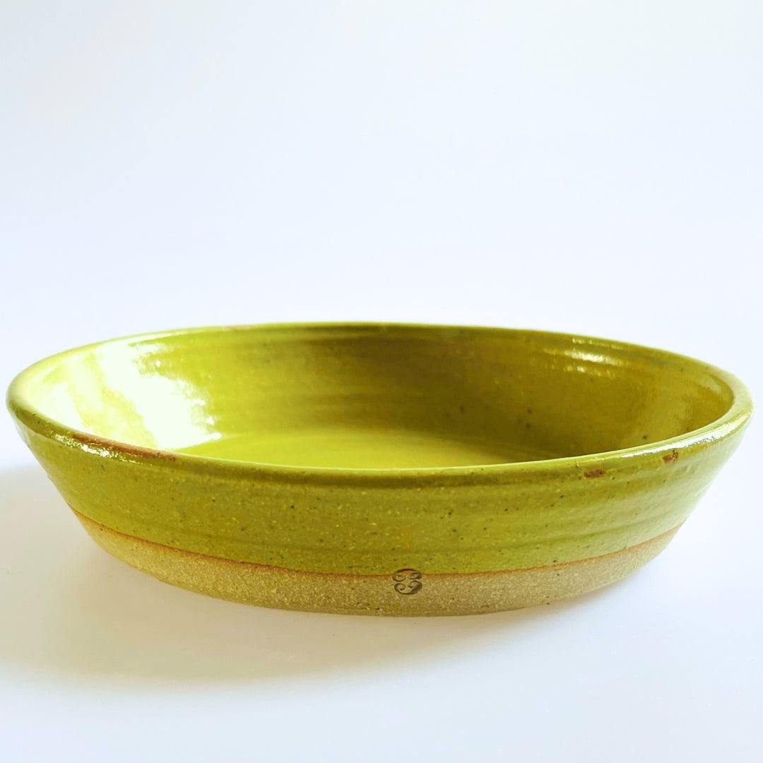 Green Ceramic Pasta Bowls from a Modern Rustic Dinner Set