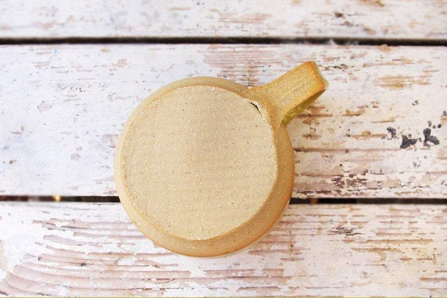 SabineSchmidtPottery Rustic Pottery Mug in Yellow/Green, Large Ceramic Coffee Cup Devon Ceramics