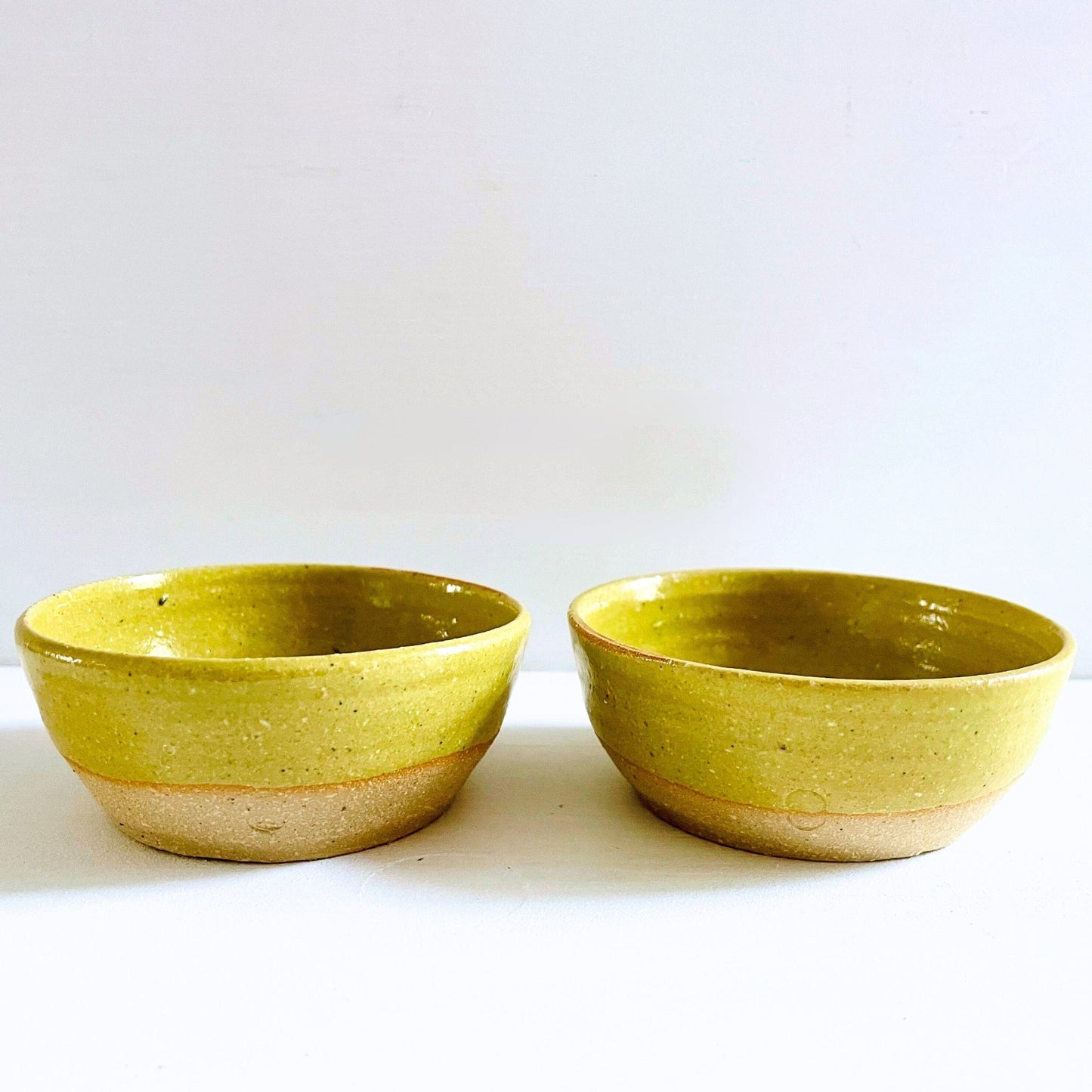 SabineSchmidtPottery Set of 2 Extra Small/Mini Ceramic Bowls in Yellow/Green Devon Ceramics
