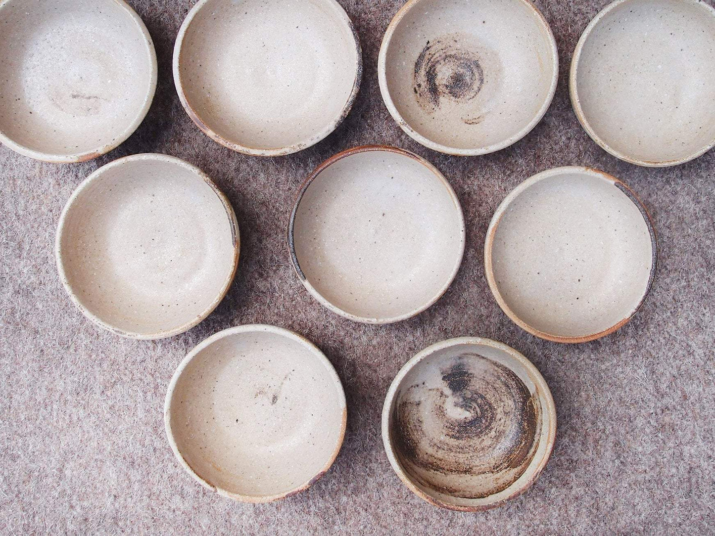 SabineSchmidtPottery Set of 2 Extra Small Rustic Bowls in Grey/Brown Devon Ceramics