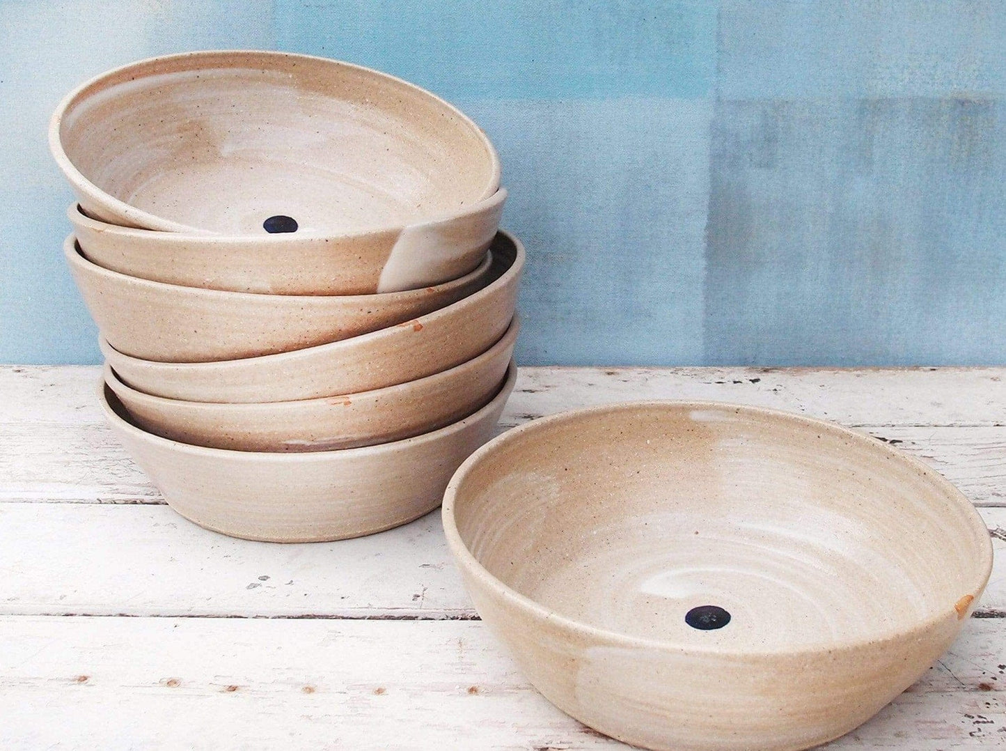 Neutral Stoneware Bowls for one Large Salad Portion