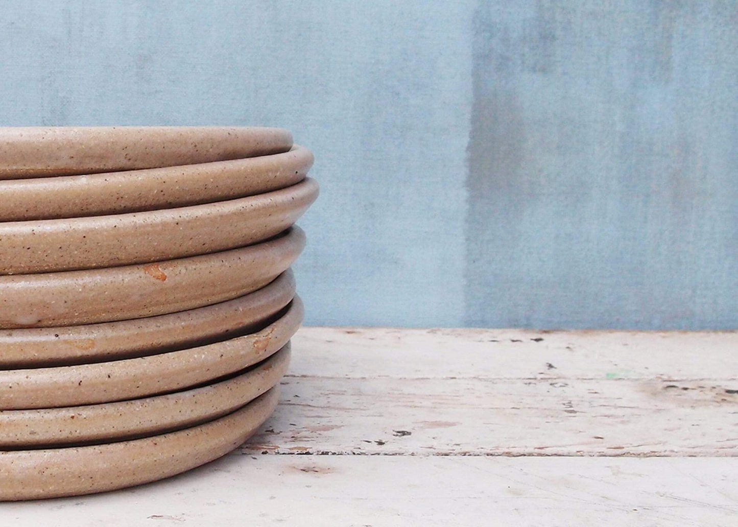 SabineSchmidtPottery Small Plate in White/Blue, Breakfast Plate With a Seaside Look Devon Ceramics