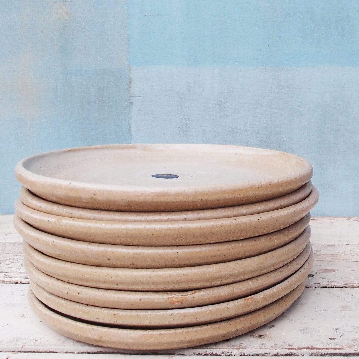SabineSchmidtPottery Small Plate in White/Blue, Breakfast Plate With a Seaside Look Devon Ceramics