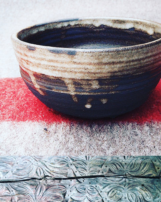 Rustic Japanese Bowl - Black Stoneware Bowl