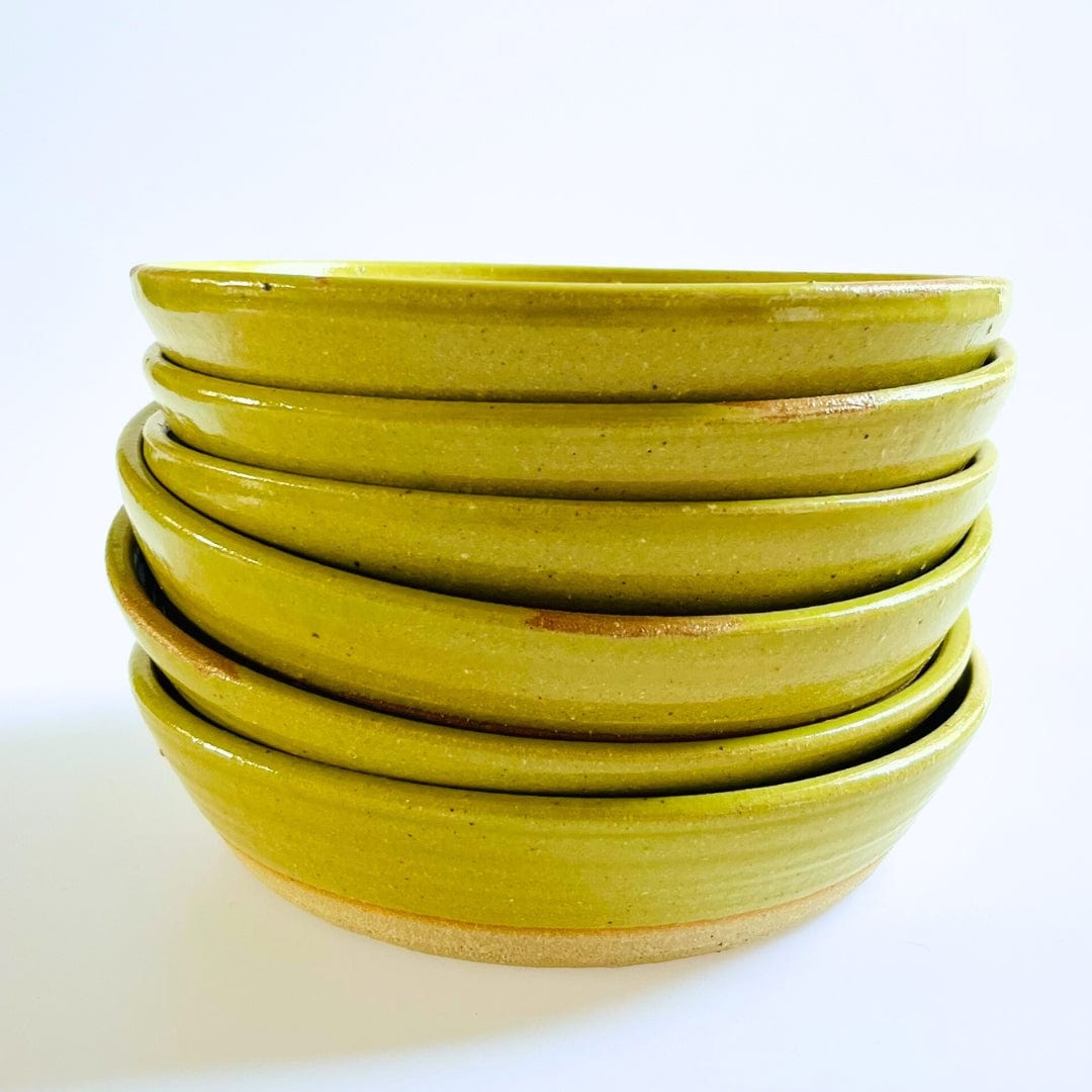 Ceramic Pasta Bowls in Yellow/Green