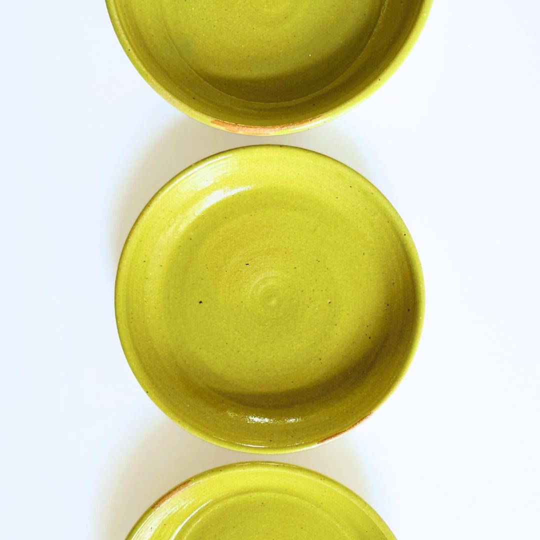 Ceramic Pasta Bowls in Yellow/Green