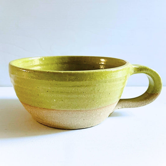 Large Cappuccino Cups in Yellow-Green | By Sabine Schmidt
