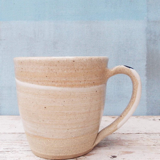 Handmade Ceramic Mugs in White-Blue | Sabine Schmidt Pottery