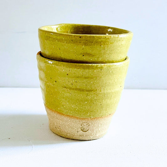 Set of 2 Espresso Cups in Yellow/Green | By Sabine Schmidt