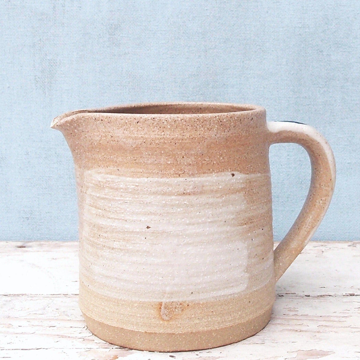 Small Creamer Jug in White/Blue – Small Stoneware Creamer Jug