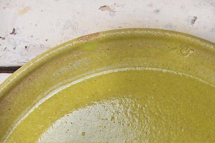 SabineSchmidtPottery Yellow/Green Dinner Plate, Handmade Stoneware Plate Devon Ceramics