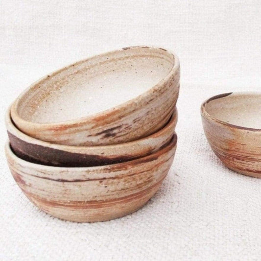 Brown-Grey Dipping Bowl Set From Stoneware Clay