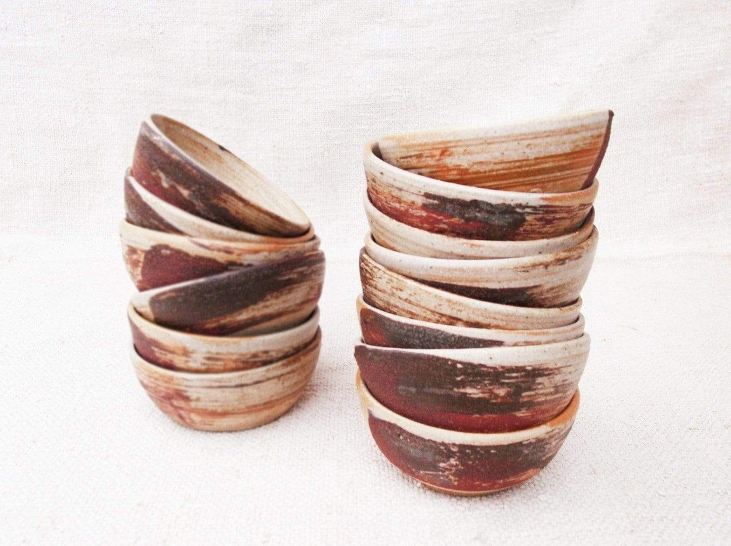 SabineSchmidtPottery Set of 2 Extra Small Rustic Bowls in Grey/Brown Devon Ceramics