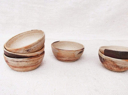 SabineSchmidtPottery Set of 2 Extra Small Rustic Bowls in Grey/Brown Devon Ceramics