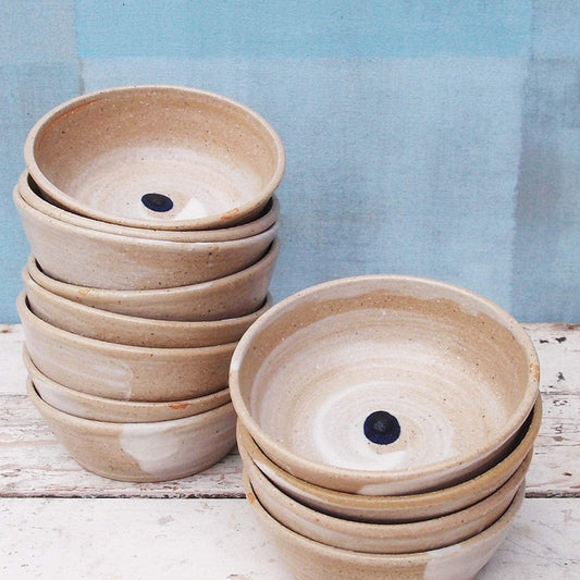 Set of 2 Ceramic Dip Bowls in White-Blue