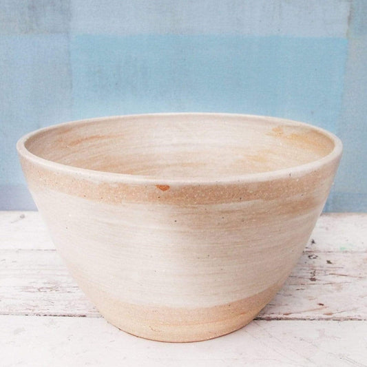 White Large Bowl in White/Blue – Handmade Soup Bowl
