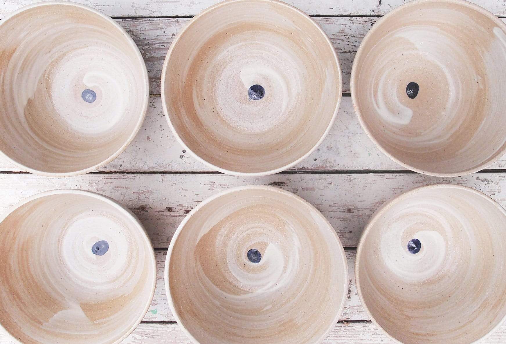 SabineSchmidtPottery Large Ceramic Bowl in White/Blue, Handmade Soup Or Ramen Bowl Devon Ceramics