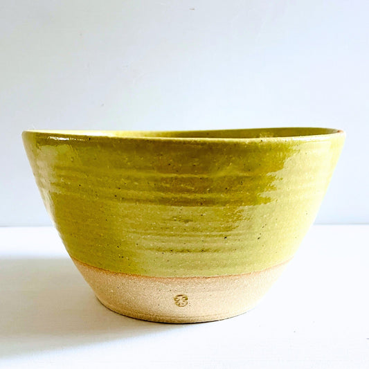 Large Ceramic Bowl in Yellow/Green - Large Green Stoneware Bowl