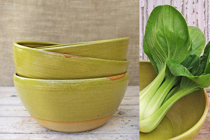 SabineSchmidtPottery Large Serving Bowl in Yellow/Green, Ceramic Mixing Bowl Devon Ceramics