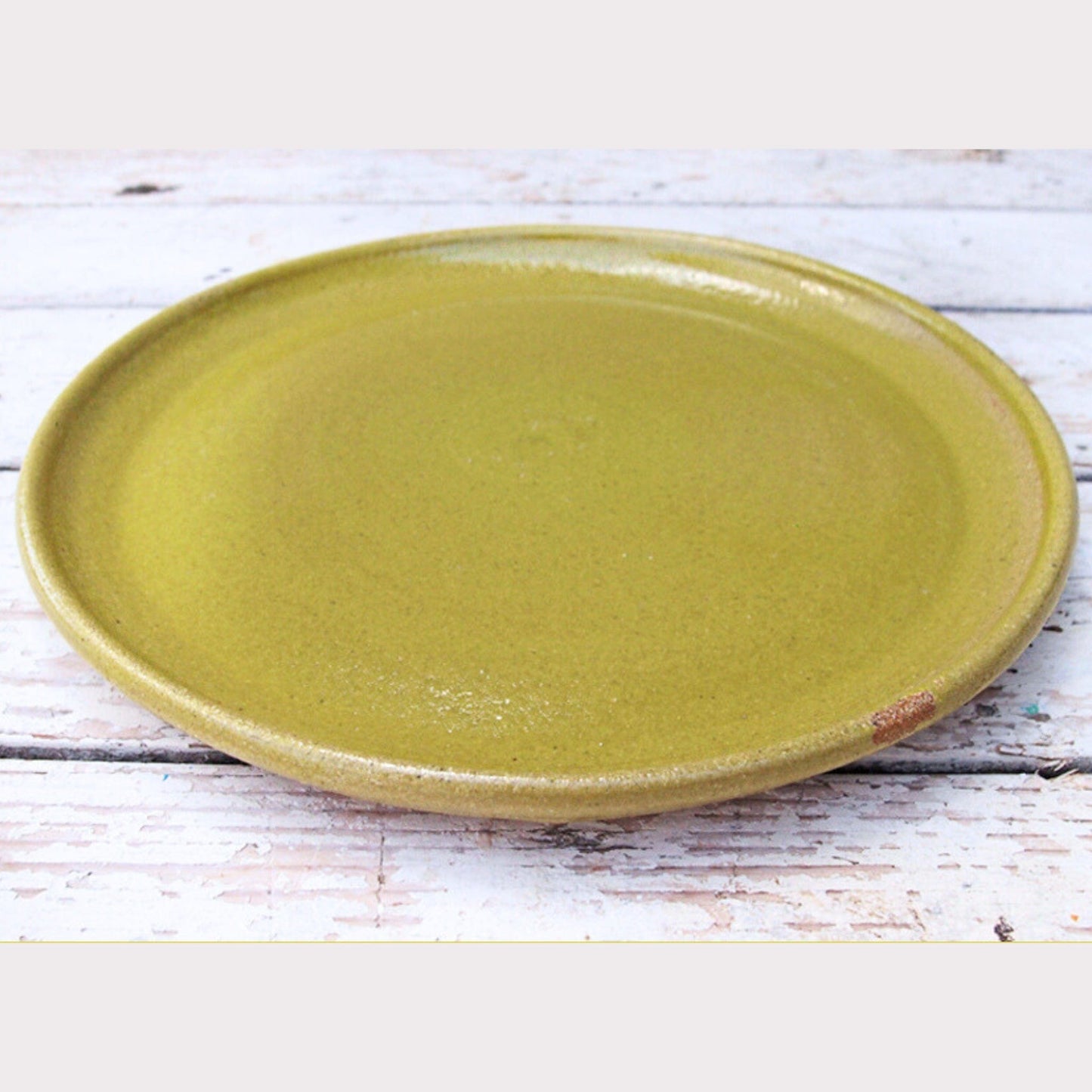 SabineSchmidtPottery Small Plate in Yellow/Green, Rustic Breakfast Plate Devon Ceramics