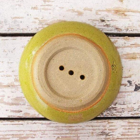 SabineSchmidtPottery Self-Draining Soap Dish in Yellow/Green, Ceramic Bathroom Accessories Devon Ceramics