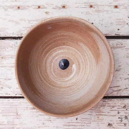 SabineSchmidtPottery Medium-Sized Stoneware Bowl in White/Blue, Rustic Dinnerware Devon Ceramics