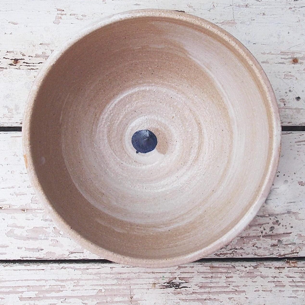 SabineSchmidtPottery Small Stoneware Bowl in White/Blue, Handmade Ceramic Bowl Devon Ceramics