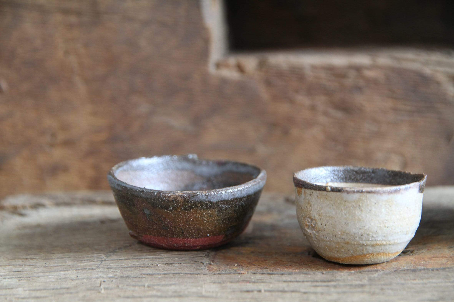 SabineSchmidtPottery Set of 3 Tiny Ceramic Bowls in Brown/Grey, Mini Ceramic Bowls Devon Ceramics